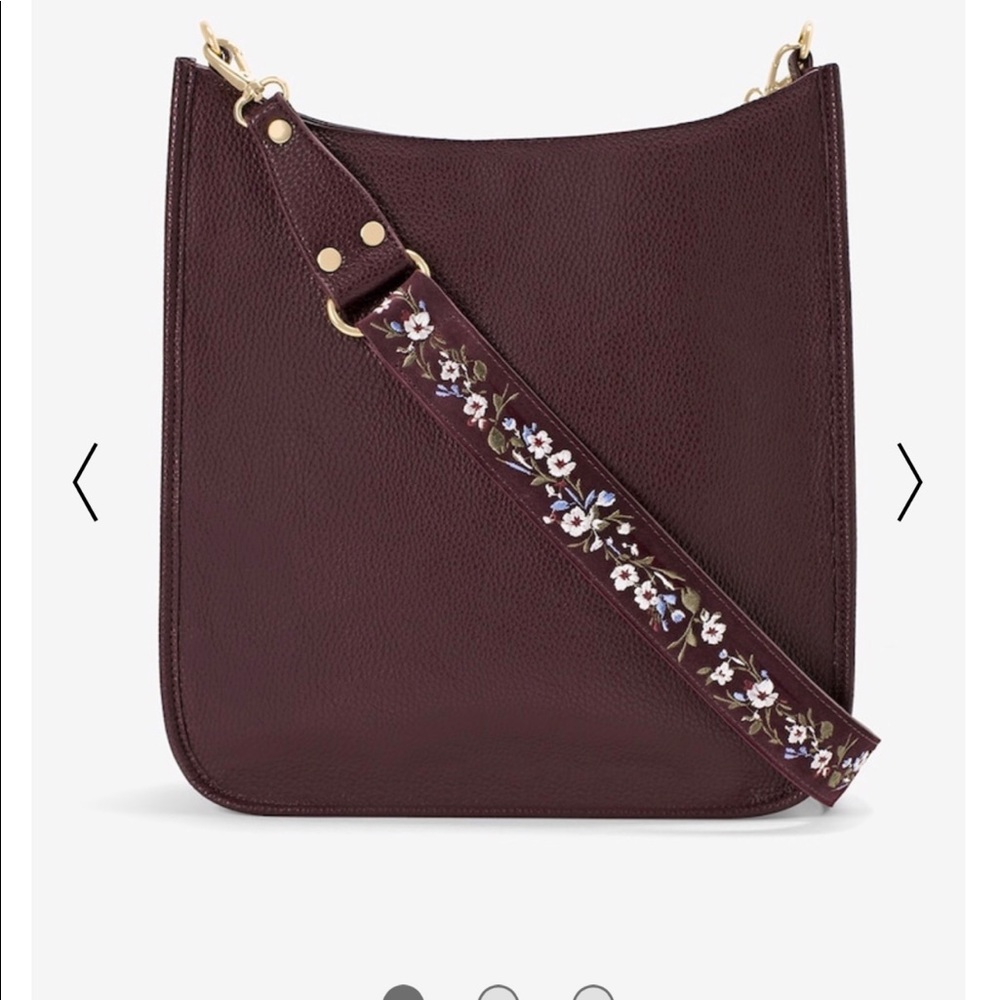 WHBM Burgundy w/Floral Embroidery Messenger NWT - Picture 1 of 5